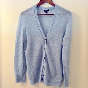 J crew light Blue Cardigan 50% Kid Mohair 50% Polymide V Neck size M